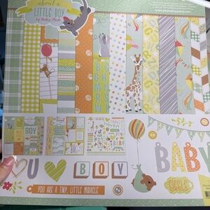 About a Little Boy Scrapbook Paper Pack w/Sticker Sheet by Photoplay NWT